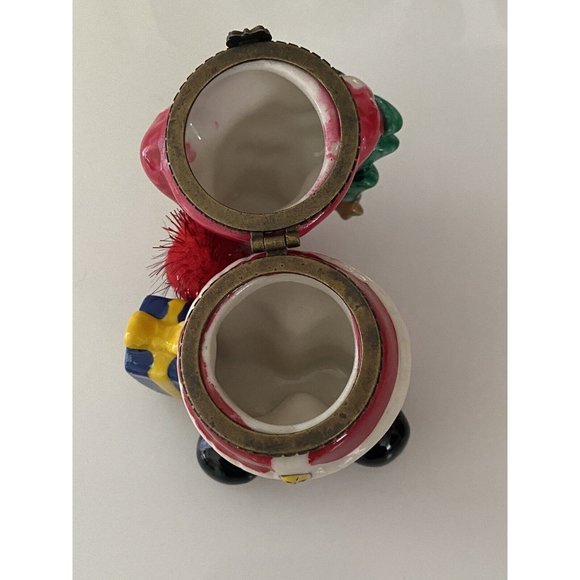 Vintage Santa with Tree Christmas Trinket Engagement Hinged Box Hand Painted EUC - Picture 14 of 16